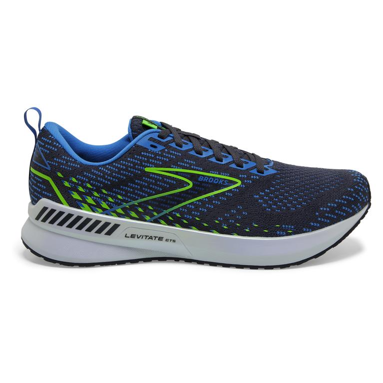 Brooks Levitate GTS 5 Springy Road Running Shoes - Men's - India Ink/Blue/Green Gecko (70589-HBIK)